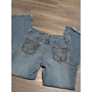 GITANO Womens Size 14 Blue Embroidered Rhinestone Bootcut Jeans Medium Wash Y2K